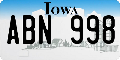 IA license plate ABN998