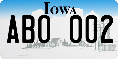IA license plate ABO002