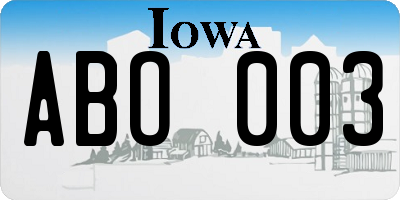 IA license plate ABO003