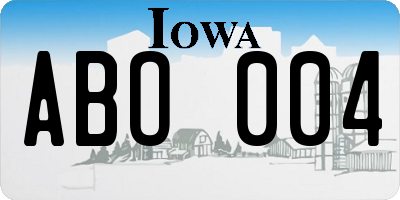 IA license plate ABO004