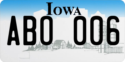 IA license plate ABO006