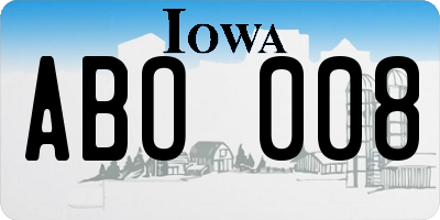 IA license plate ABO008
