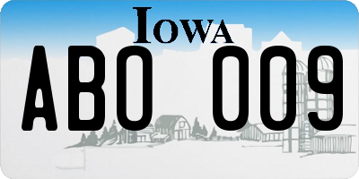 IA license plate ABO009