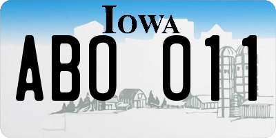 IA license plate ABO011