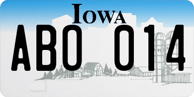 IA license plate ABO014