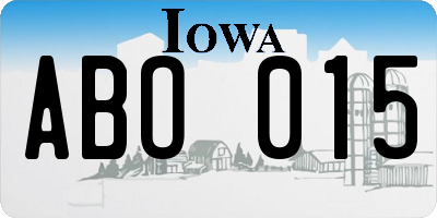 IA license plate ABO015