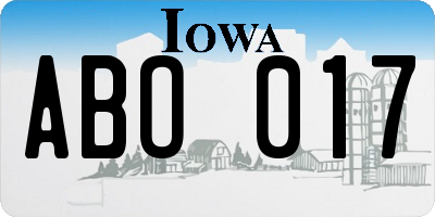 IA license plate ABO017