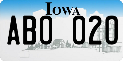 IA license plate ABO020