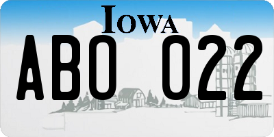 IA license plate ABO022