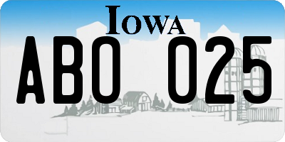 IA license plate ABO025