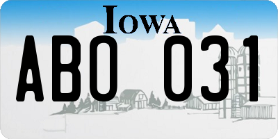 IA license plate ABO031
