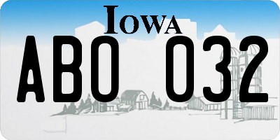 IA license plate ABO032