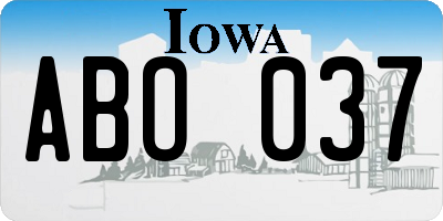 IA license plate ABO037