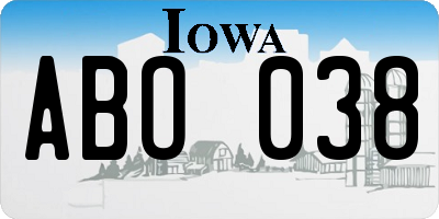 IA license plate ABO038