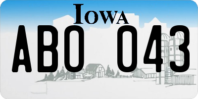 IA license plate ABO043