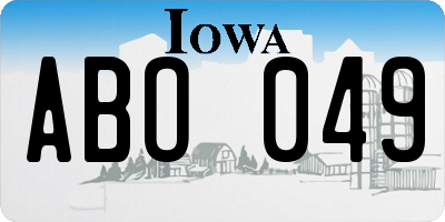 IA license plate ABO049