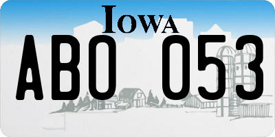 IA license plate ABO053
