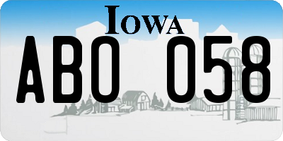 IA license plate ABO058