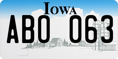 IA license plate ABO063