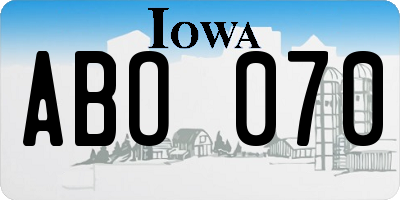 IA license plate ABO070