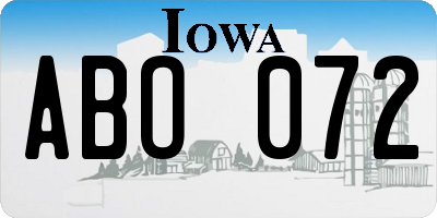 IA license plate ABO072