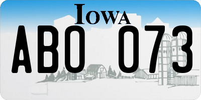 IA license plate ABO073