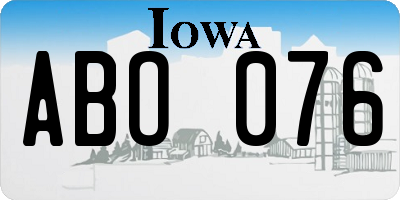 IA license plate ABO076