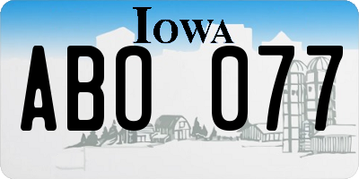 IA license plate ABO077
