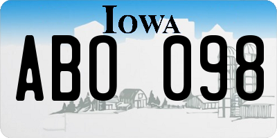 IA license plate ABO098