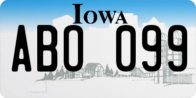 IA license plate ABO099