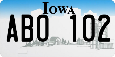 IA license plate ABO102