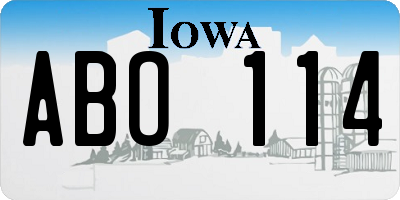 IA license plate ABO114