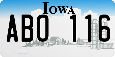 IA license plate ABO116