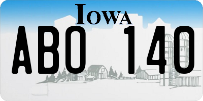 IA license plate ABO140