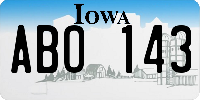 IA license plate ABO143