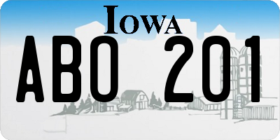 IA license plate ABO201