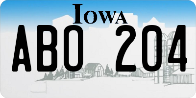 IA license plate ABO204