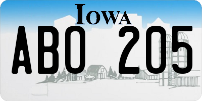 IA license plate ABO205