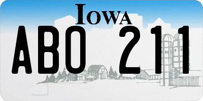 IA license plate ABO211