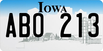 IA license plate ABO213