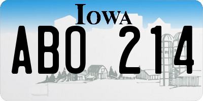 IA license plate ABO214