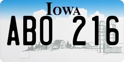 IA license plate ABO216