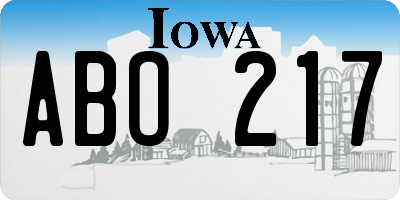 IA license plate ABO217