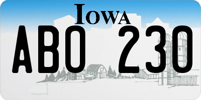 IA license plate ABO230