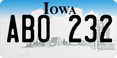 IA license plate ABO232