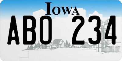 IA license plate ABO234