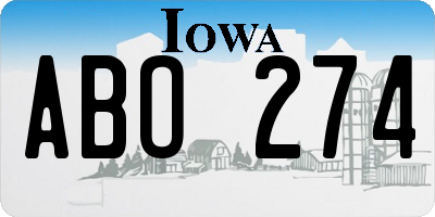 IA license plate ABO274