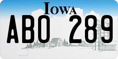IA license plate ABO289