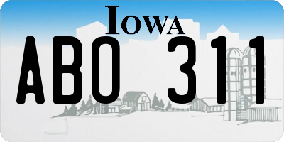 IA license plate ABO311