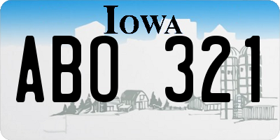 IA license plate ABO321